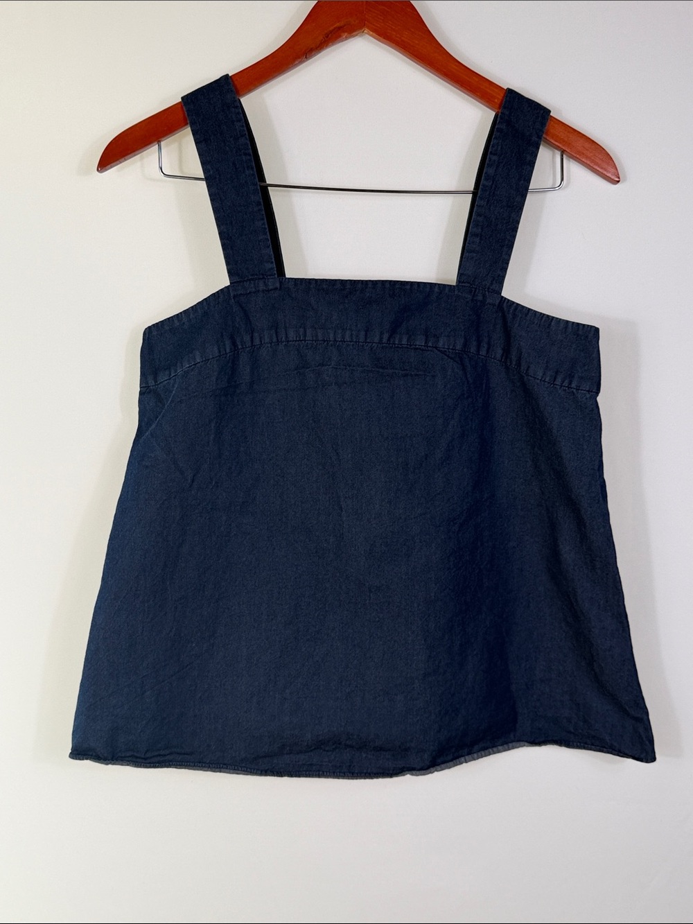 Tibi Dark Denim Navy Square-Neck Tank with Wide Straps. Womens size 4.